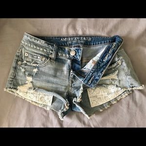 AE Super Low Shortie denim cutoff shorts